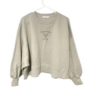Sunwoo Oversized Light Green Hamptons Tennis Club Embroidered Sweatshirt